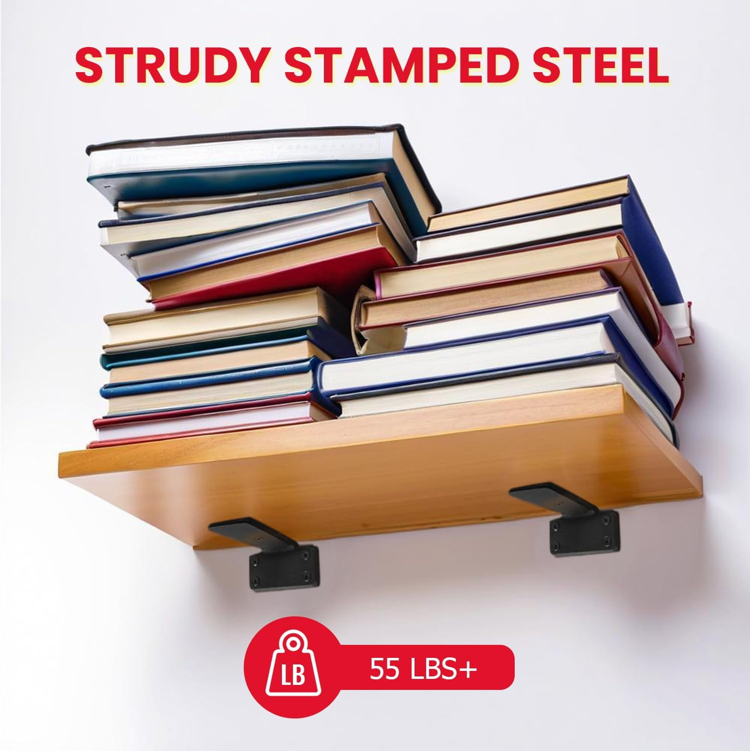 4 Inch Heavy Duty Floating Shelf Brackets,Hidden Black Metal L Bracket,Industrial Modern Wall Shelving Supports,4 Pack
