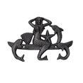 thumbnail image 1 of Hampton Nautical Cast Iron Mermaid with Dolphin Hooks, 9", Rustic Silver, 1 of 1