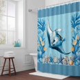 thumbnail image 3 of Summer Coastal Bathroom Shower Curtain, Ocean Stingray Blue Starfish Nautical Coral Waterproof Washable Soft Bath Curtain for Bathtub Decor with 12 Hooks&Grommet, 66x72 Inch, 3 of 9