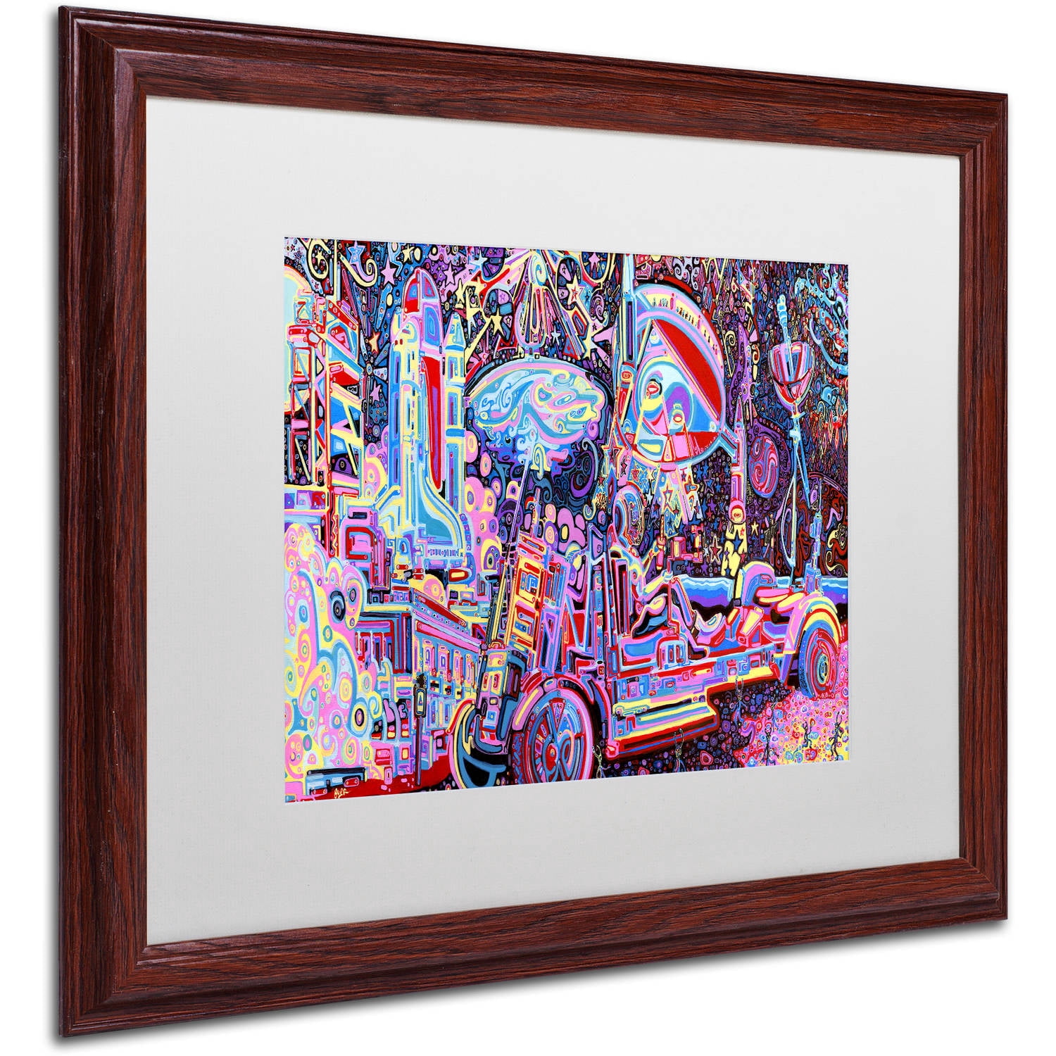 Trademark Fine Art "Moon Buggy" Canvas Art by Josh Byer, White Matte, Wood Frame
