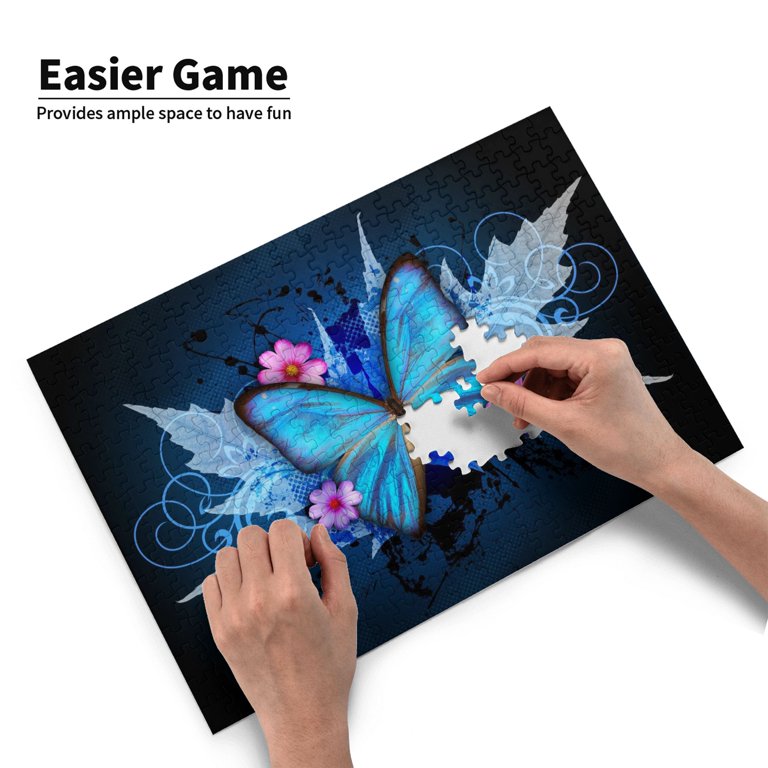 Wooden Puzzle Butterfly and pink flower 500-Slice Puzzle for