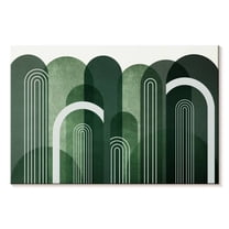 Elephant Stock Mid-century Arches Emerald Green Wall Art - Horizontal Canvas Wall Art - Living Room Wall Decor - Abstract Canvas - Green And White Decor By Urban Epiphany - 12" x 8"