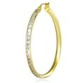 thumbnail image 5 of Wellingsale Ladies 14k Yellow Gold Polished 3mm CZ Hoop Earrings (45mm Diameter), 5 of 7