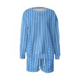 thumbnail image 3 of Puntoco Conjunto De Sudadera Con Pantalón Y top De Cuello Redondo De Manga Larga Informal Con Estampado De Rayas Para Mujer Azul Cielo Xl, 3 of 3