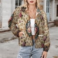 thumbnail image 3 of Jackets for Women Winter Coat Jackets Flannel Stand Collar Jacket(Floral Pattern Tapestry,Size:S-4XL), 3 of 7