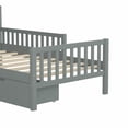 thumbnail image 4 of Cama de plataforma de madera de tamaño doble con barandillas en ambos lados y dos cajones de almacenamiento, 4 of 5