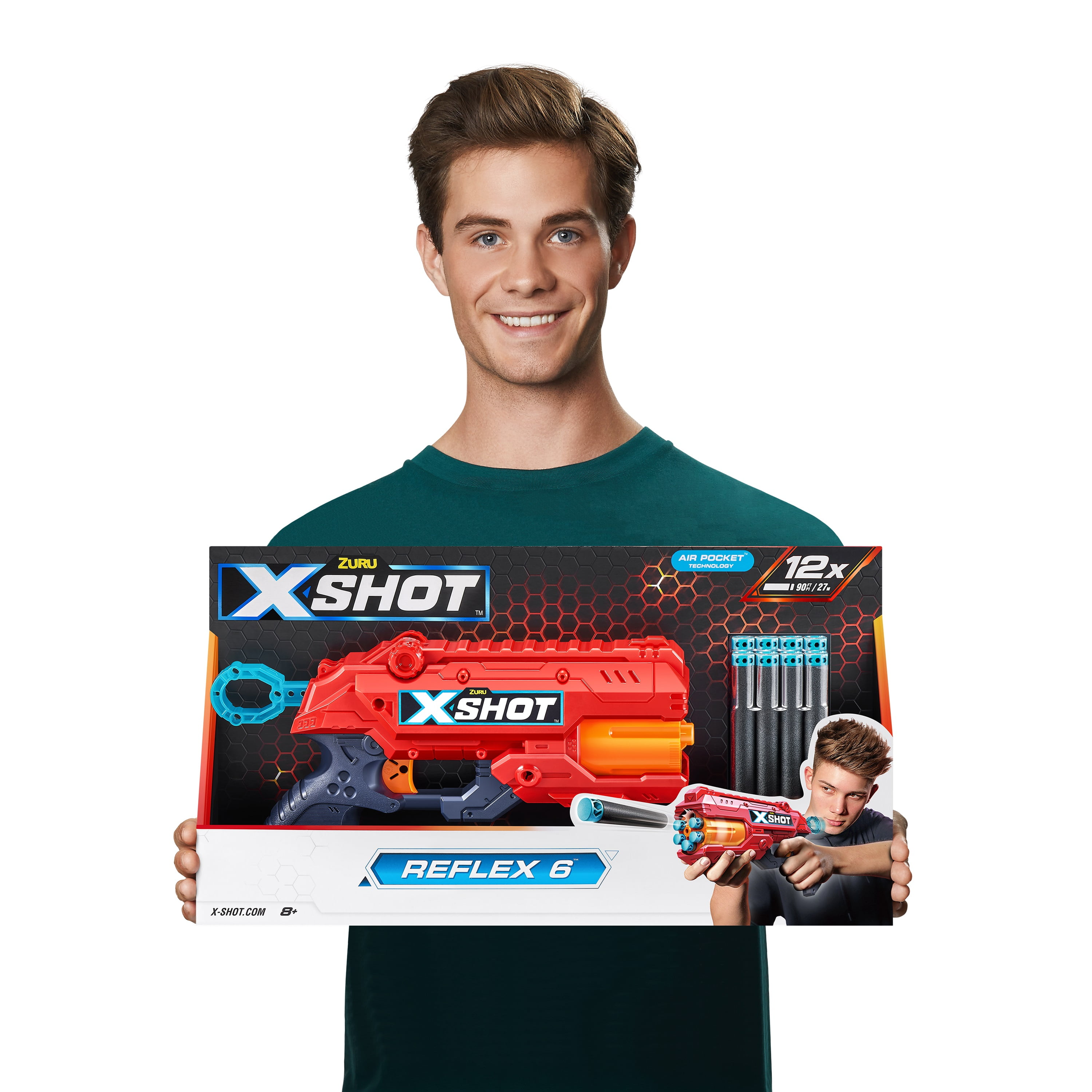 XShot X-Shot Excel Royale Edition Reflex 6 and Kickback Combo Pack (3 Cans  + 16 Darts) by ZURU, Golden Foam Dart Blaster, Easy Reload, Toy, Shooting
