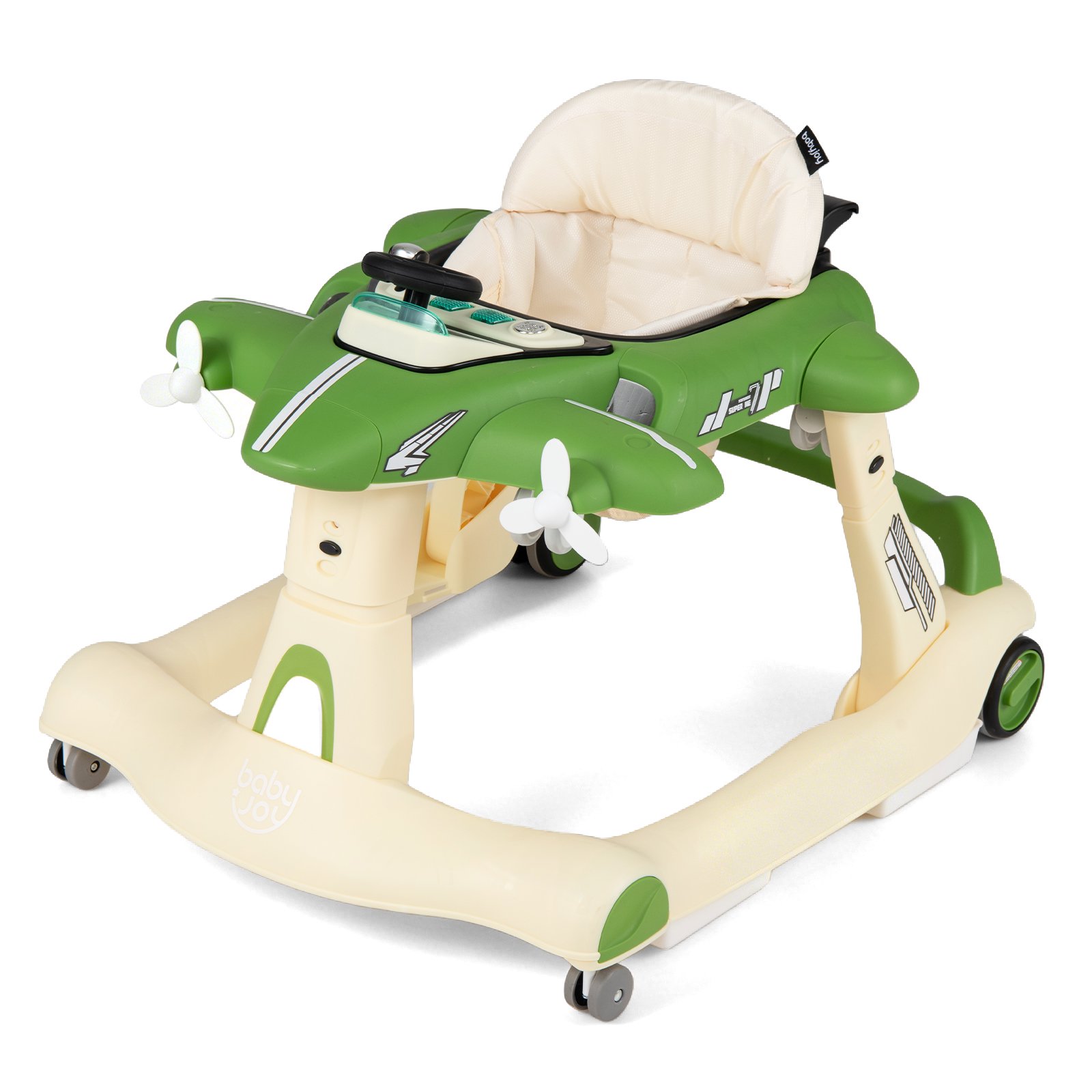 Babyjoy 6-in-1 Baby Walker with Wheels, Adjustable Height, Detachable Play Platform Green