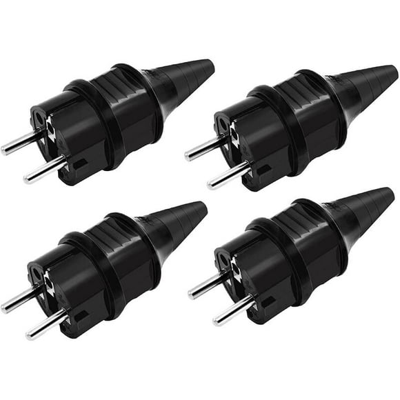 E-012 European plug - Detachable wiring plug 16A plug - European wiring plug - 4 pieces - Black