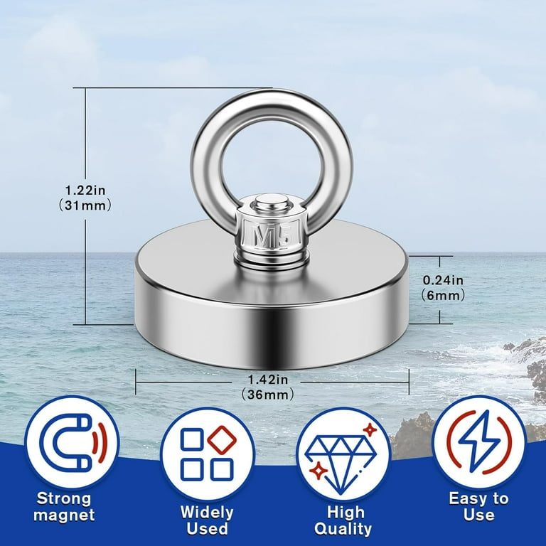 Neodymium Fishing Magnet, 500 lbs Strong Magnet Fishing, Magnetic