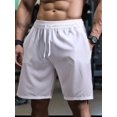 thumbnail image 4 of Men'S Quick Dry Elastic Waist Drawstring Loose Fit Athletic Gym Shorts White 5XL, 4 of 5