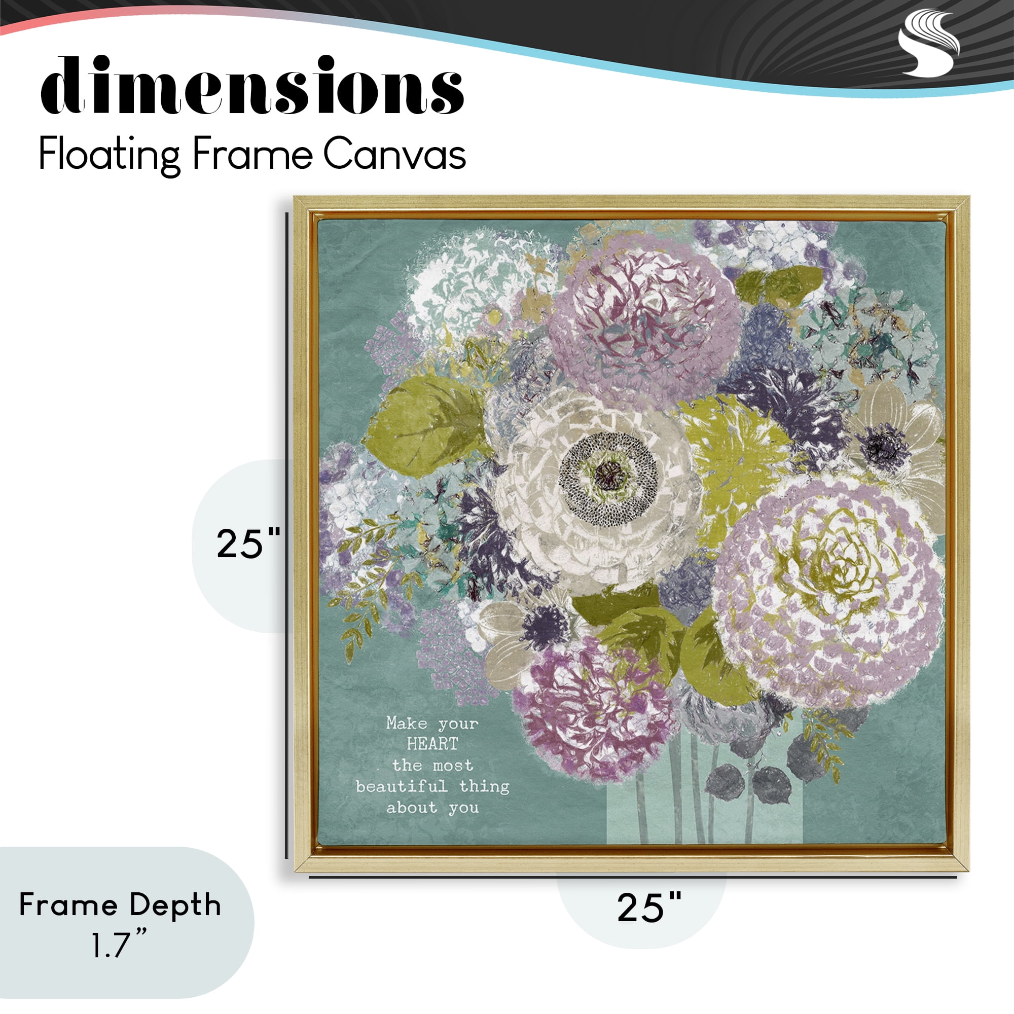 Stupell Industries Most Beautiful Thing Florals Gold Framed Floater Canvas Wall Art, design by Suzanne Nicoll
