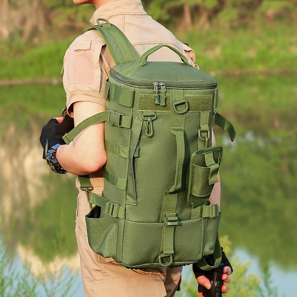 Fishing Backpack Tackle Bag, Kvago Fishing Bag Shoulder Bag with Rod Holders, Storage Bag for Outdoor Activities, Fishing, Camping, Hiking, Cycling (8.27 x 6.69 x 16.93 in, Green)