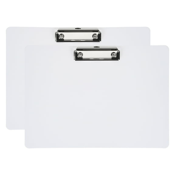 Uxcell 12.4 x 8.86 Inch Clipboard Landscape, 2 Pack A4 PP Plastic Office Clipboards Low Profile Clip, White