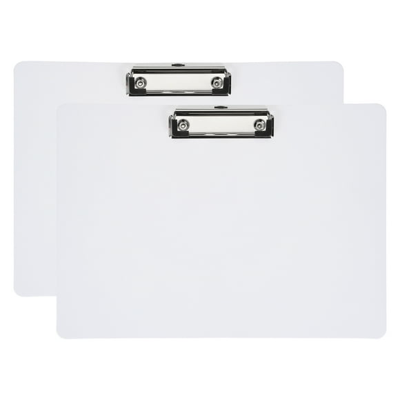 Uxcell 12.4 x 8.86 Inch Clipboard Landscape, 2 Pack A4 PP Plastic Office Clipboards Low Profile Clip, White