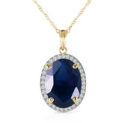 Galaxy Gold 6.58 CTW 14k 18" Solid Gold Necklace with Natural Diamonds and Oval Shaped Sapphire