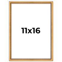 11x16 Frame Beaded Gold Solid Wood Picture Frame | 0.75 Inches Moulding Width | Liscio Oro