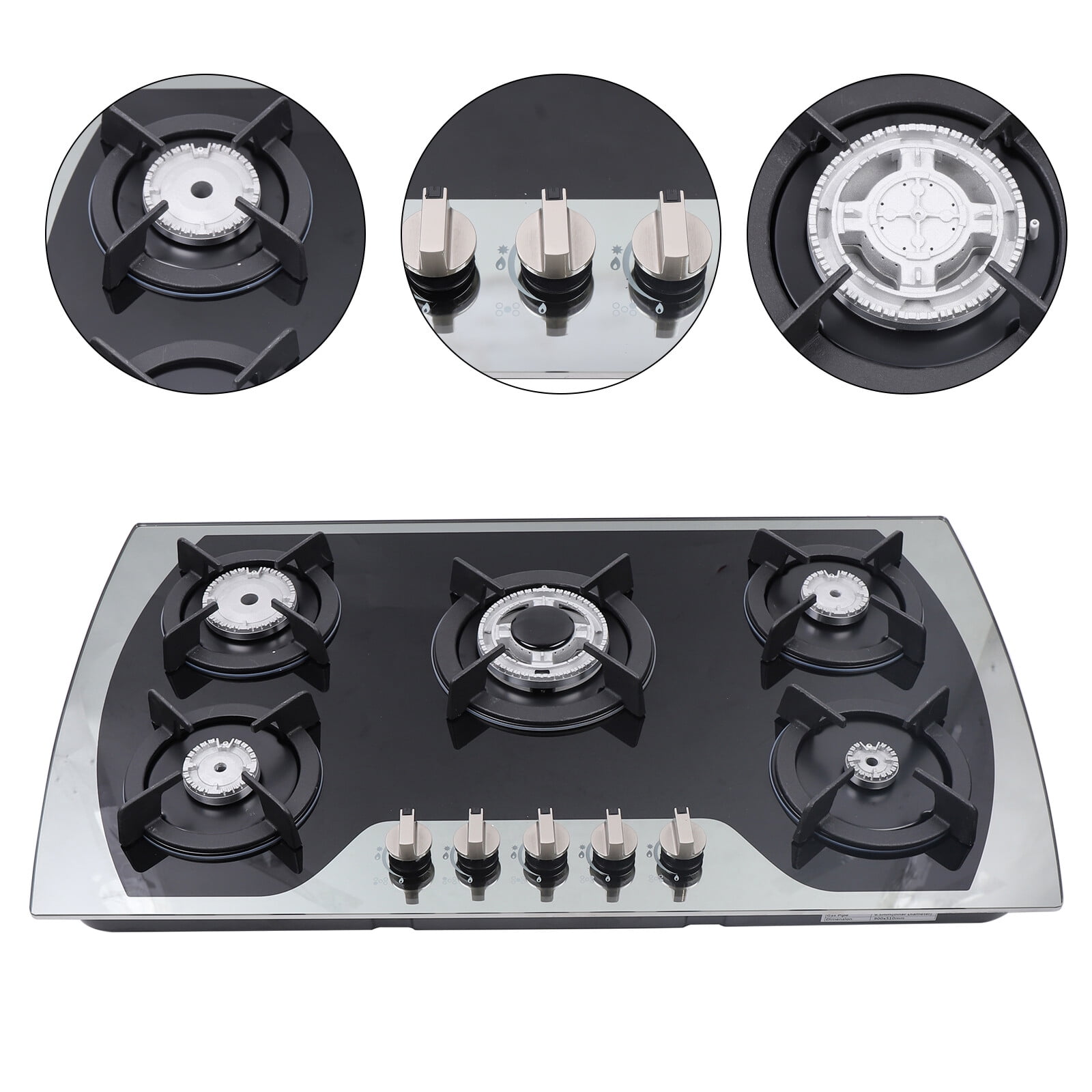 36 inch Gas Cooktop Built-in 5 Burners Stainless Steel Gas Stove NG/LPG Gas Hob