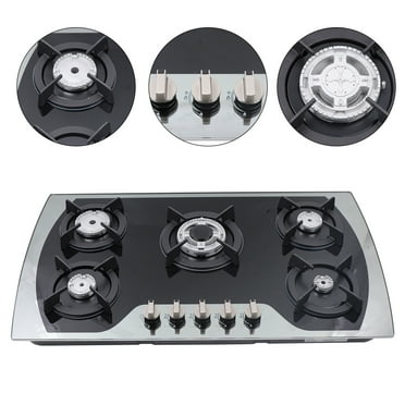 5 Burners Gas Stove 35.4" Built-In Gas Cooktop Natural Gas Propane Stainless