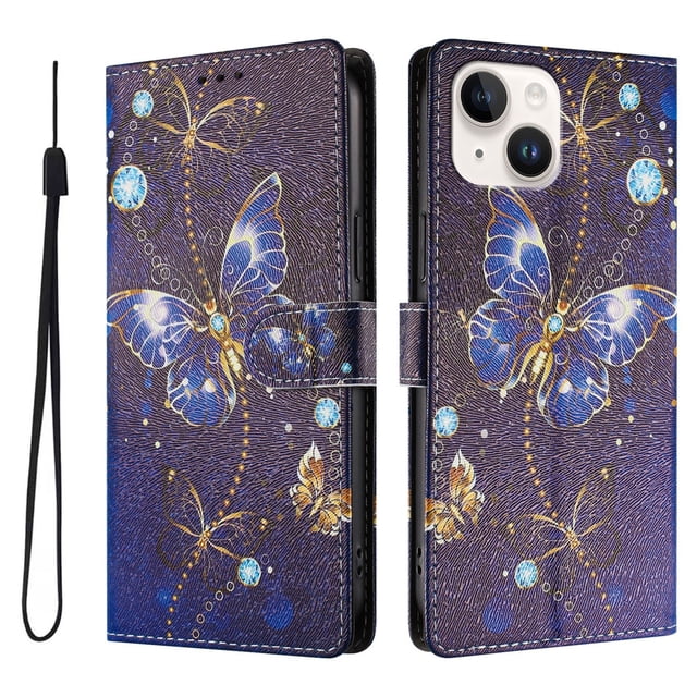FOXDOCK Funda Tipo Cartera para iPhone 15 Plus con Soporte y Correa – Diseño de Patrones Lindos