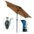 thumbnail image 3 of 9FT Outdoor Patio Umbrella, Hanging Cantilever Umbrella with 6 Steel Ribs & 1.49'' Steel Pole, Offset Umbrella with Convenient Crank System & Waterproo Polyester Canopy, Brown, 3 of 7