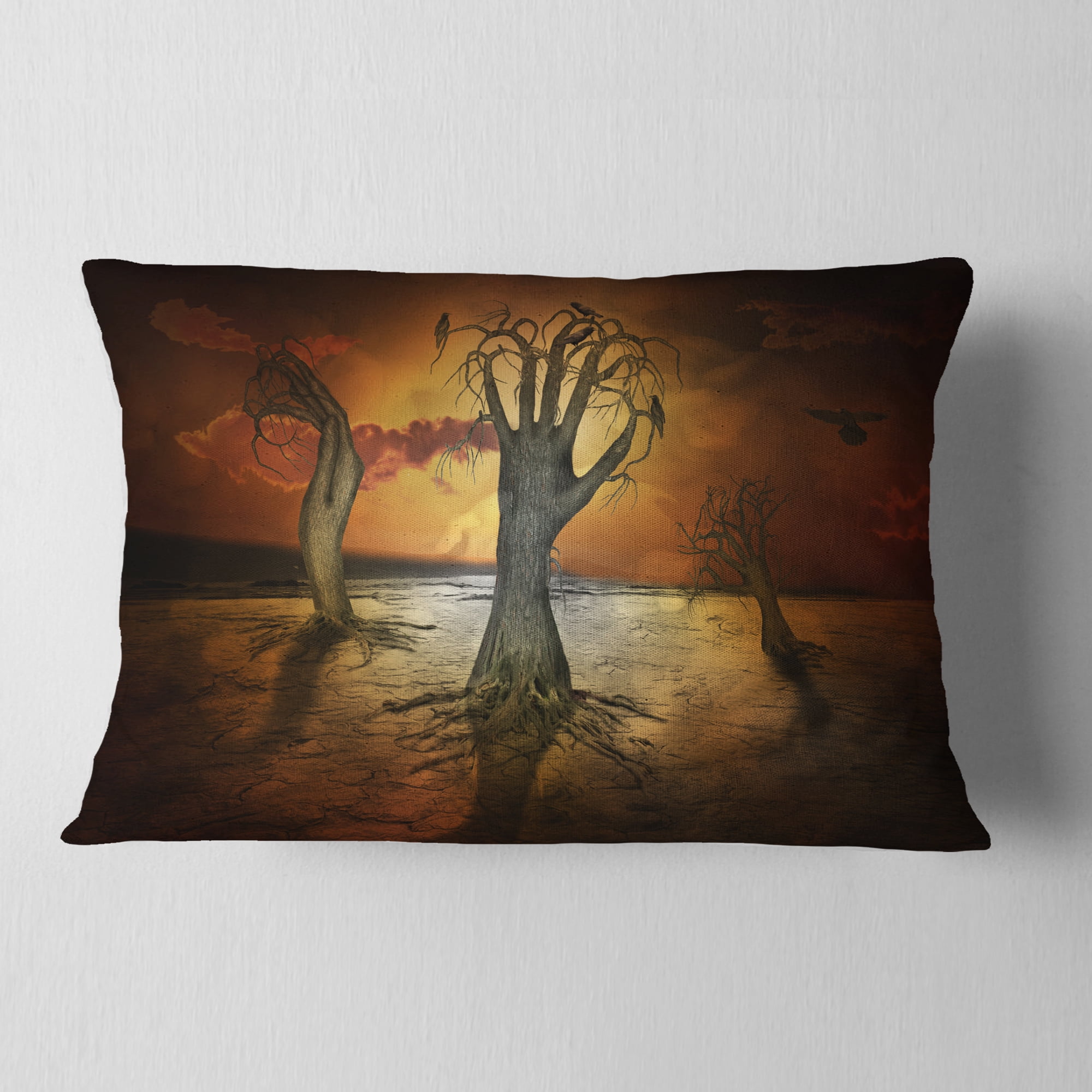 Designart Storage Trees - Abstract Throw Pillow - 12x20