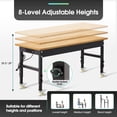 thumbnail image 4 of Banc de Travail Réglable 60 x 22 Pouces, Table en Bois de Caoutchouc Capacité de 2000 Lb, Établi Roulant Poste de Travail Robuste avec Prises de Courant et Roulettes Pivotantes, 4 of 6