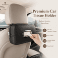 thumbnail image 2 of Noaman Car Tissue Holder for Backseat, Rectangular PU Leather Tissue Box Organizer for Cars, SUVs & Trucks, Black, 2 of 8