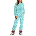 thumbnail image 2 of Akafmk Plus Size Fleece Pajama Sets for Women 2 Piece Long Sleeve Loungewear Set Print Warm Homewear Tops and Sleepwear Pants Sets XXL, 2 of 5