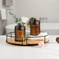 thumbnail image 2 of Glass Qtip Holder, Apothecary Jars with Bronze Metal Lid & Stickers-Bathroom Qtip Dispenser Storage Organizer Set,Vanity Counter Canister for Cotton Swabs,Round Floss(2 Pack), 2 of 7