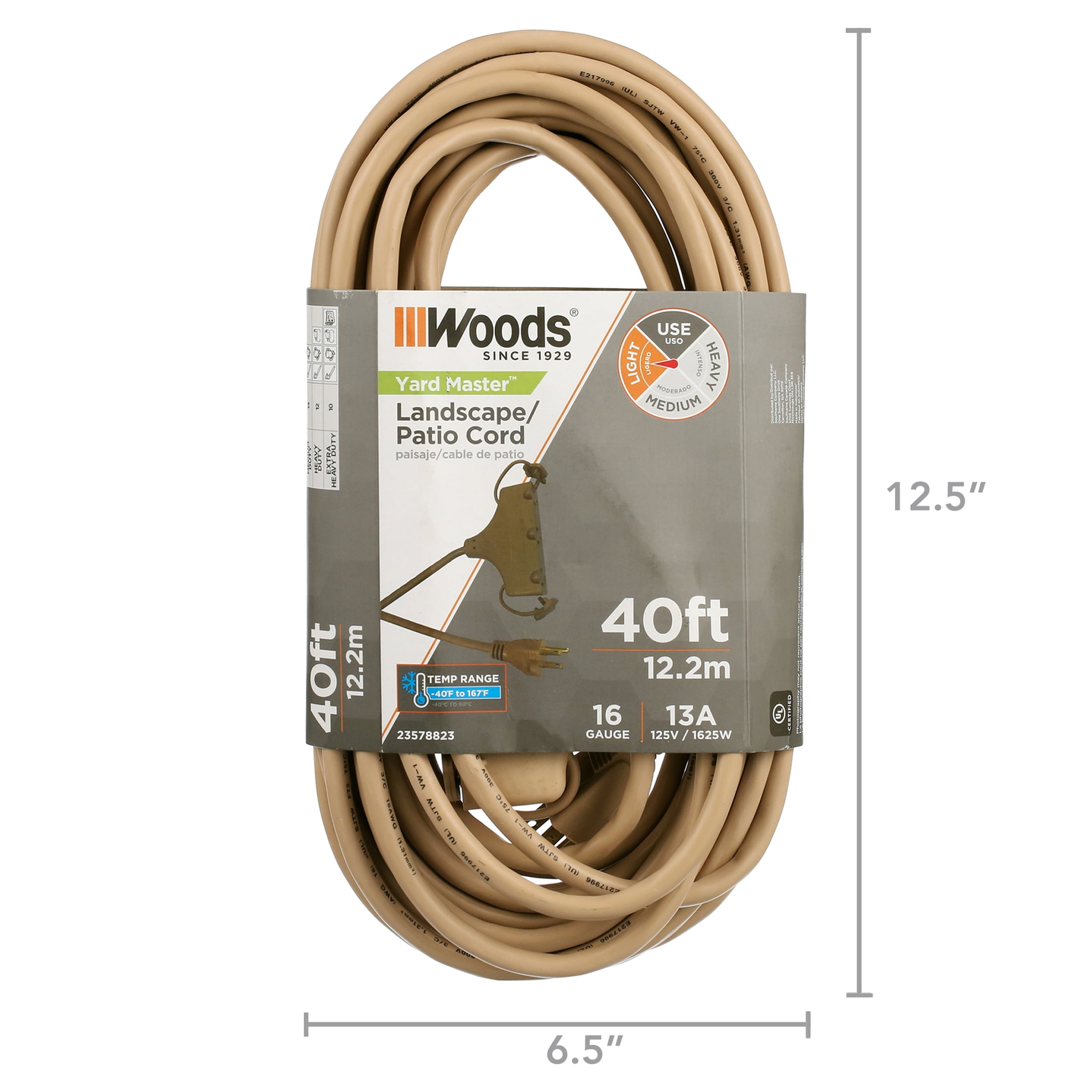 Coleman Cable 02357 16/3 40' Beige Tri-Source Outdoor Landscape