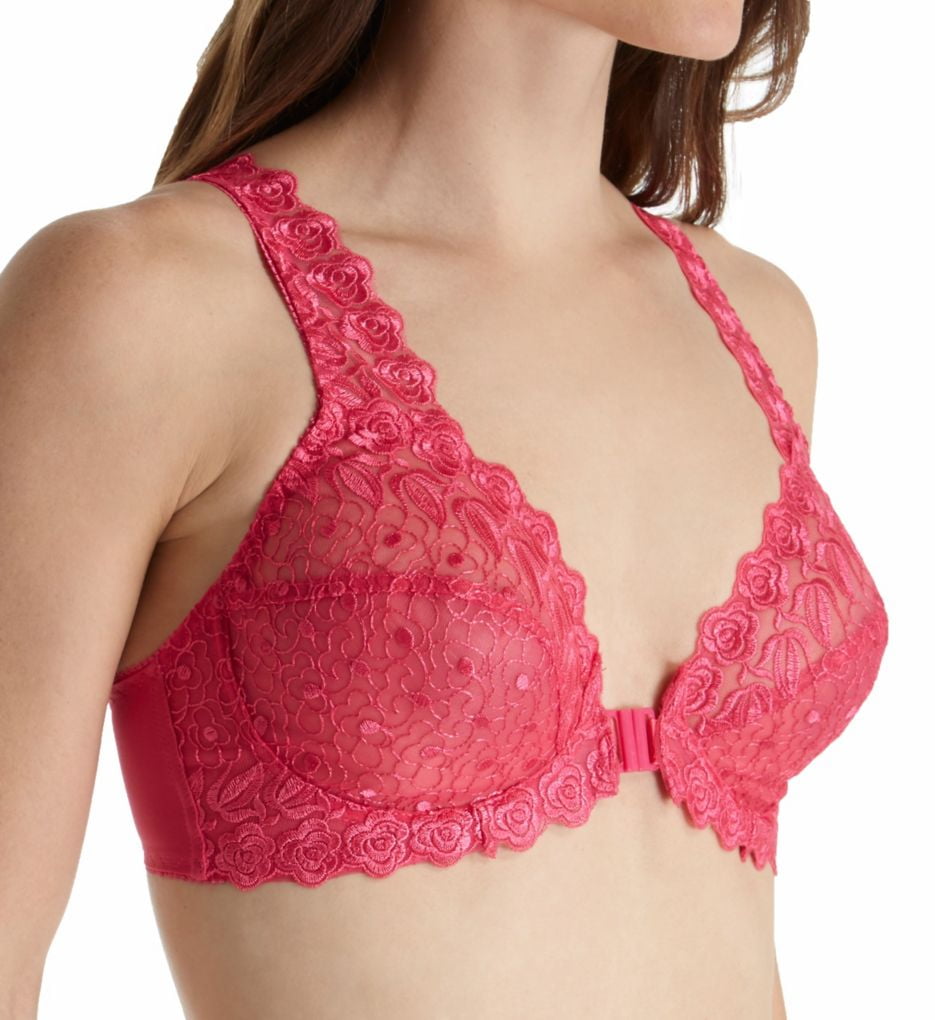 Womens Valmont 8323 Front Close Lace Cup Underwire Bra Hot Pink 40dd 