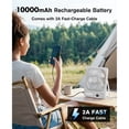 thumbnail image 2 of Travel Desk Fan, 8 in Battery Operated Fan with 10000mAh Rechargeable Battery, 40H Runtime, 100 Speeds, 180° Tilt Folding Portable Fan for Desktop, Home, Camping, 2 of 7