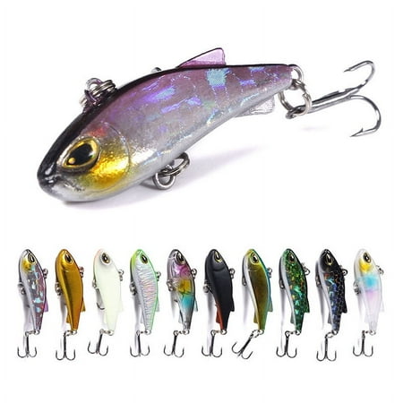 HENGJIA 10 Pack Lipless Crankbaits for Bass Fishing Lures Sinking Deep Diving Crank Bait Small VIB Hard Baits Fishing Jigs for Freshwater and Saltwater Bass Trout Perch Walleye