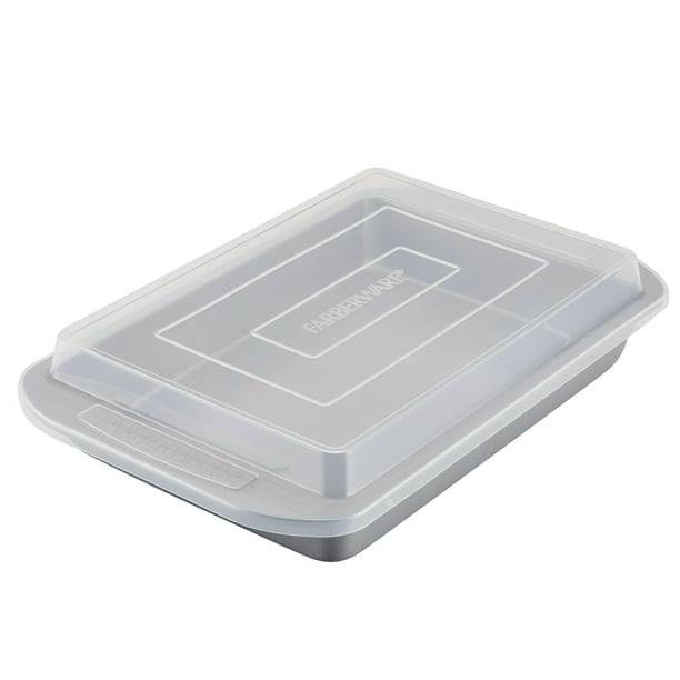 Bandeja antiadherente Farberware con tapa, 23 x 33 cm, color gris