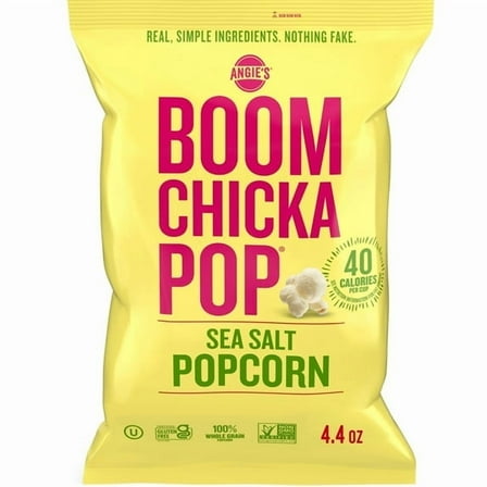 Angie's BOOMCHICKAPOP Sea Salt Popcorn, Pre-Popped Popcorn, 4.4 oz pack of 1