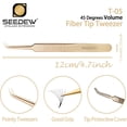 thumbnail image 2 of Seinew Pince à Épiler Extensions de Cils 1 PCS Acier Inoxydable Volume Pointu 45 Pince à Épiler Isolation Fournitures de Précision Professionnelles Outils d'Application de Faux Cils pour Cils Tech, Débutant Artiste de Cils (Doré), 2 of 8