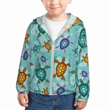 

Lukts Turtles And Sea Print Children s Long-Sleeved Sun Protection Clothing Hooded Sweatshirts for Boys and Girls Outdoor Sports-5 Years