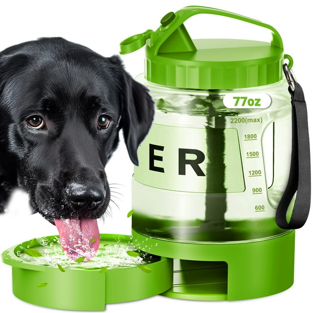 Botella de agua para perros SwSun Sun Dog 2 en 1, 2,3 L, verde
