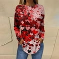 thumbnail image 2 of Resicozy Valentines Shirts for Women Long Sleeve Shirts Trendy 2026 Cute Love Heart Print Crewneck Tops Plus Size Casual Blouses Wine XL, 2 of 5