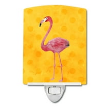Caroline's Treasures BB8187CNL Flamingo Yellow Polkadot Ceramic Night Light, 6x4x3", multicolor