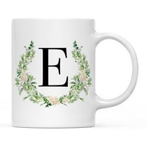 Koyal Wholesale Ceramic Coffee Mug, Garden Green Monogram Initial Letter E