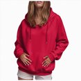 thumbnail image 3 of Towmus Hoodies for Women Fleece Drawstring Hooded Sweatshirts Lightweight Oversized Pullover Long Sleeve Ladies Tops with Pocket, 3 of 6