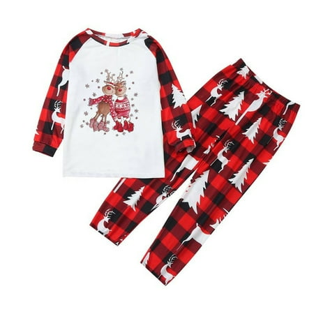 

TZNBGO Teacher Clothes Christmas Kids Child Printed Long Sleeve Round-Neck Blouse Tops+Pants Family Matching Pajamas Set
