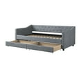thumbnail image 3 of imerelez Twin Size Daybed with Drawers Upholstered Tufted Sofa Bed, with Button on Back and Piping on Waved Shape Arms-Light Grey, 3 of 7