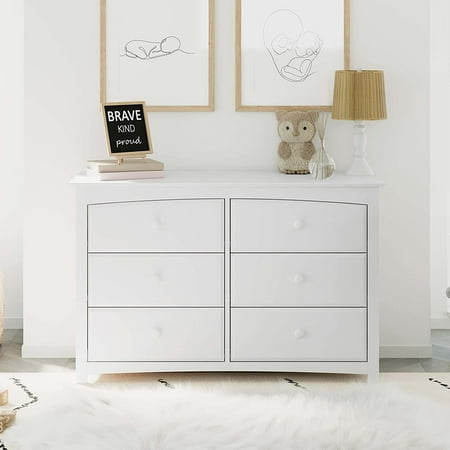 Storkcraft Kenton 6 Drawer Nursery Double Dresser, White