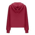 thumbnail image 3 of IROINNID Sales Hoodie for Women Solid Casual Pullover Loose Long Sleeve Fall Basic Hoodie with Zipper Pocket,Red, 3 of 6