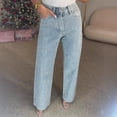 thumbnail image 3 of Women’s High-Waisted Rhinestone Washed Jeans, Full-Diamond Straight-Leg Denim Pants, Premium Fashion Long Pants, Slim Stretch Casual Streetwear for Daily & Night Out, 3 of 7