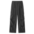 thumbnail image 5 of OSOLU Solid Color Summer Men's Loose Thin Paratrooper Pants Youth Pleated Cool Casual Straight Leg Pants Trousers Fashionable Classic Leisure Bottoms, 5 of 8