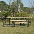Outsunny 7' Wooden Outdoor Folding Patio Camping Picnic Table Set with
